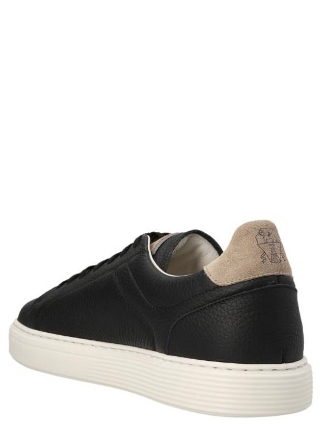 Logo Leather Low Top Sneakers Black - BRUNELLO CUCINELLI - BALAAN 3