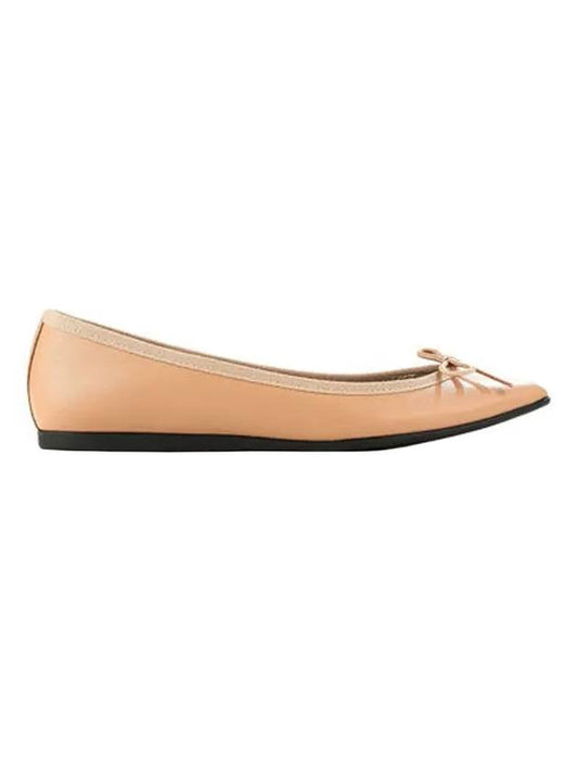 Women's Snake Bow Leather Flats Beige - REPETTO - BALAAN.