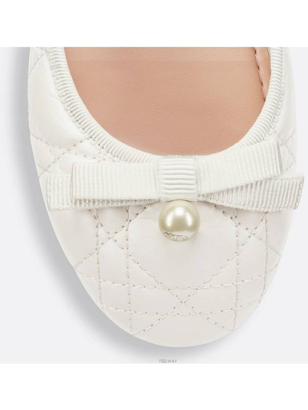 Quilted Cannage Calfskin Ballerina Flat Off White - DIOR - BALAAN 5