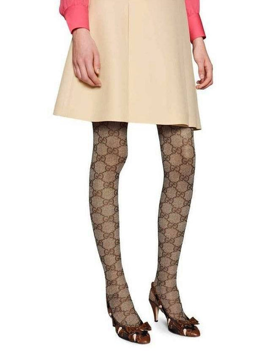 GG Monogram Pattern Stockings Brown - GUCCI - BALAAN 1