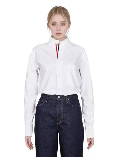 Oxford Grosgrain Placket Cotton Long Sleeve Shirt White - THOM BROWNE - BALAAN 2