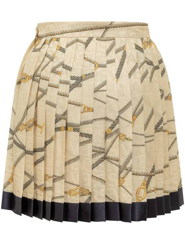 logo print silk pleated skirt 10008291A10054 - VERSACE - BALAAN 3