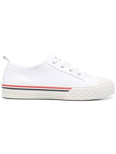 Striped Trim Lace-up Low Top Sneakers White - THOM BROWNE - BALAAN 2