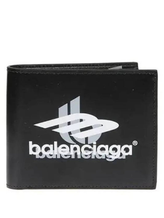 Logo Print Leather Half Wallet Black - BALENCIAGA - BALAAN 2