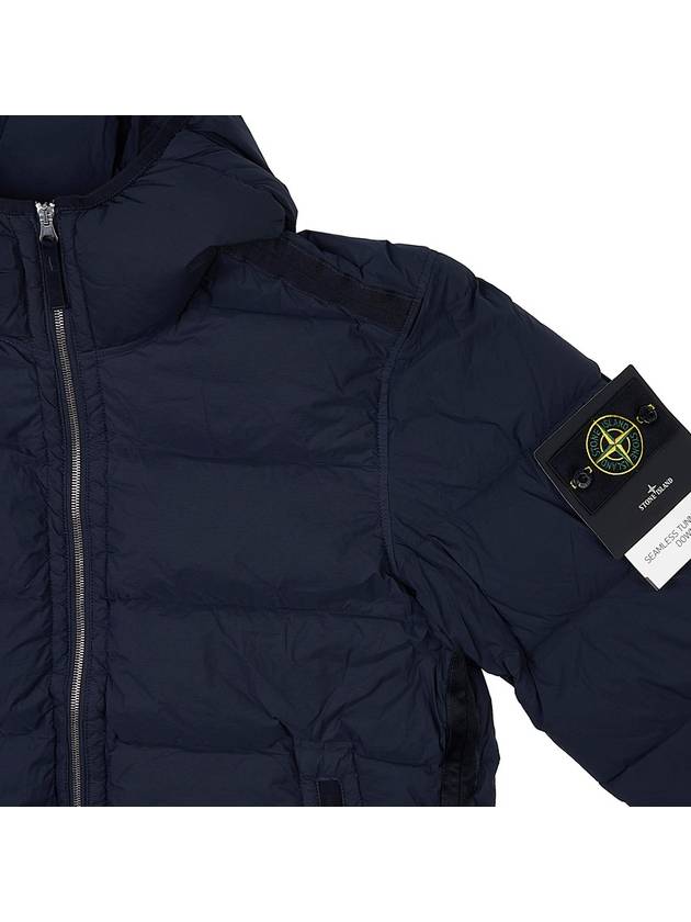 Seamless Logo Nylon Hooded Down Jacket Navy - STONE ISLAND - BALAAN 5