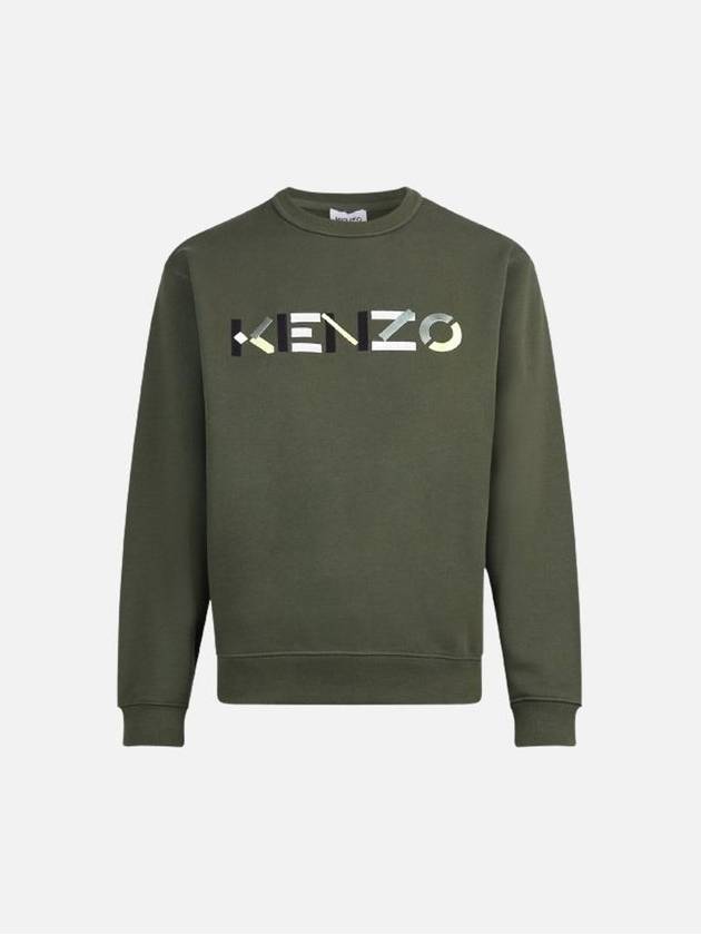 Embroidered Logo Cotton Sweatshirt Green - KENZO - BALAAN 2