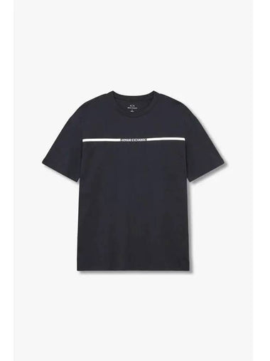 Men s Embroidered Logo and Line T Shirt Navy - ARMANI EXCHANGE - BALAAN 1