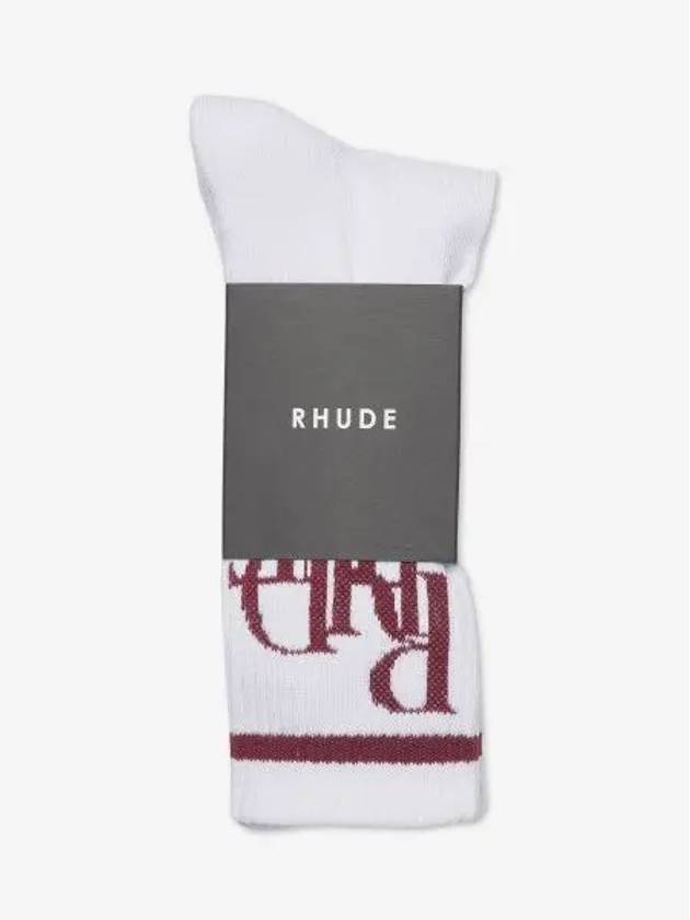 Men s Scramble Logo Socks White Maroon RHFW22SO070705000500 - RHUDE - BALAAN 1