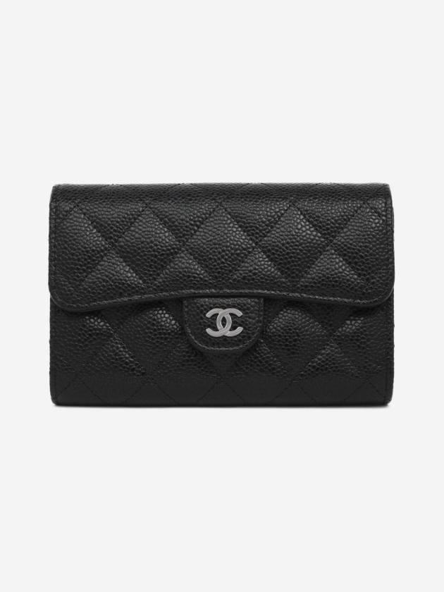 Classic Flap Wallet Grained Calfskin & Silver Black - CHANEL - BALAAN 2