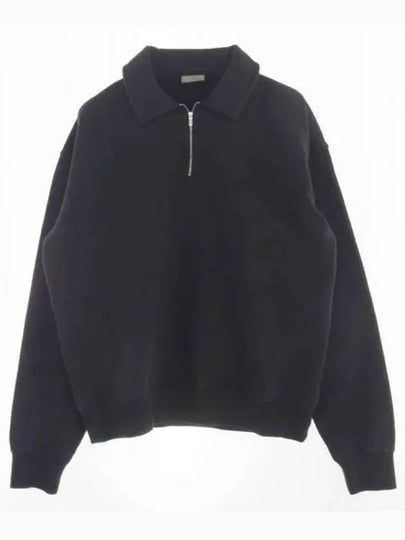 Logo Half Zip-up Oversized Long Sleeve Polo Shirt Black - DIOR - BALAAN 2