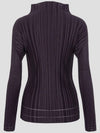 Pleats Please Soft High Neck Long Sleeve Top Blouse Dark Purple JK934 Deep November 23 Monthly - ISSEY MIYAKE - BALAAN 3