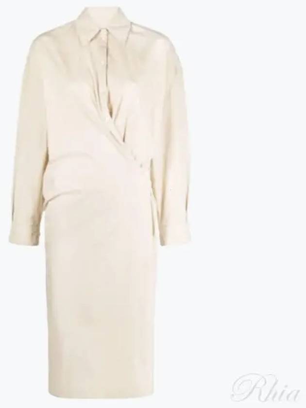 Straight Collar Twisted Long Dress Ivory - LEMAIRE - BALAAN 2