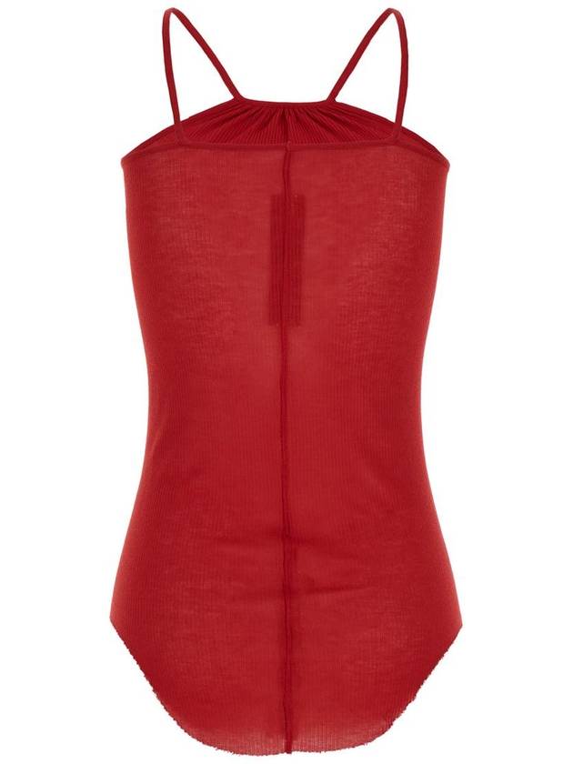 'Skorpio' Red Tank Top With Halterneck In Ribbed Silk Blend Woman - RICK OWENS - BALAAN 2