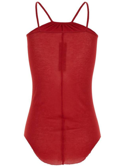 'Skorpio' Red Tank Top With Halterneck In Ribbed Silk Blend Woman - RICK OWENS - BALAAN 2