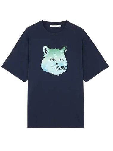 Vibrant Fox Head Easy Short Sleeve T-Shirt Navy - MAISON KITSUNE - BALAAN 1