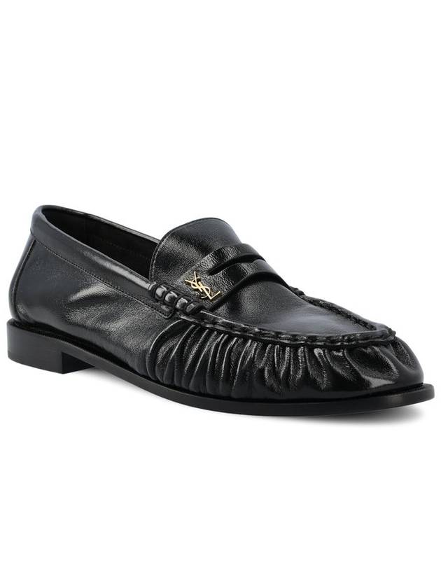 Le Signature Cassandre Logo Plaque Lamb Skin Loafer Black - SAINT LAURENT - BALAAN 3