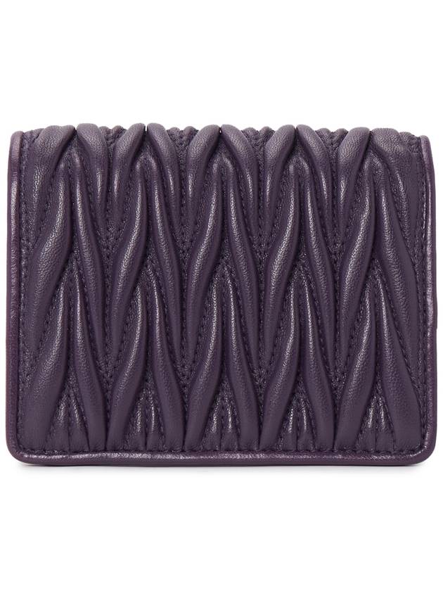 Matelasse Leather Half Wallet Purple - MIU MIU - BALAAN 3