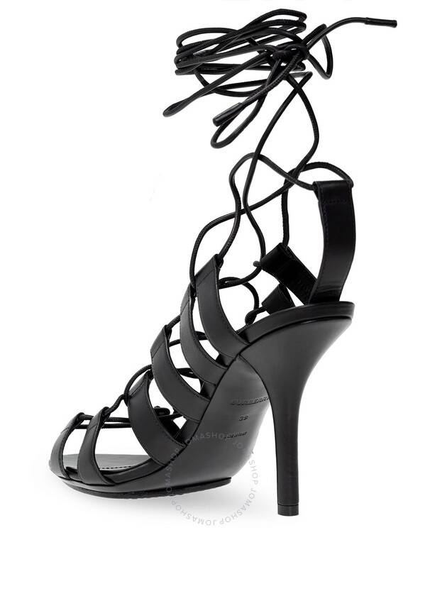 Cut-out leather lace sandal heel black - BURBERRY - BALAAN 4