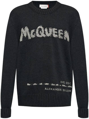 logo jacquard cotton jumper 626454Q1WZL - ALEXANDER MCQUEEN - BALAAN 1