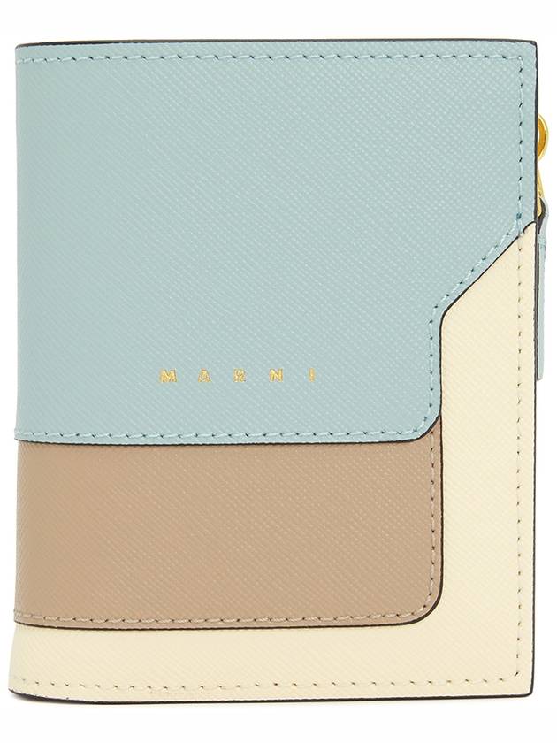 Color Block Leather Half Wallet Blue - MARNI - BALAAN 2