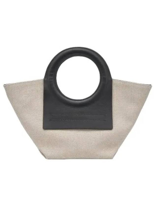 Mini Color Tote Bag Beige Black Handbag - HEREU - BALAAN 1