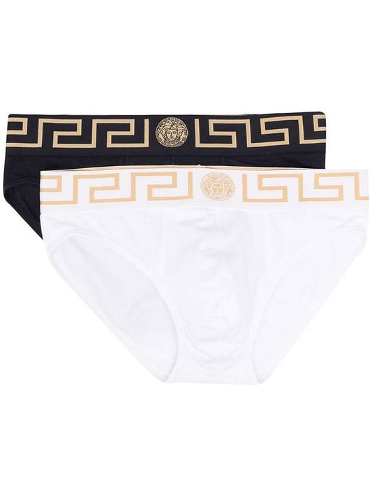 Men's Logo Banding Briefs 2 Pack Black White - VERSACE - BALAAN 1