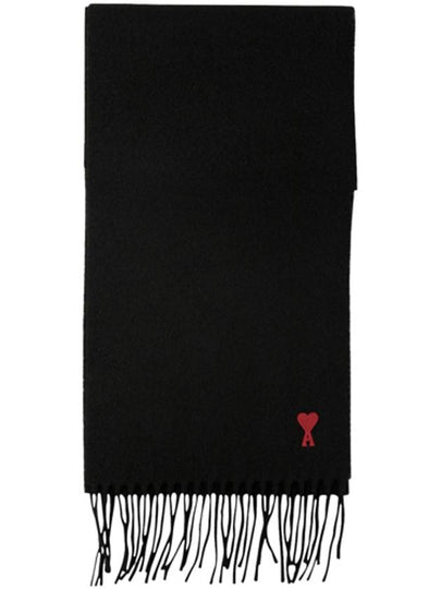 Small Heart Logo Classic Wool Scarf Black - AMI - BALAAN 2