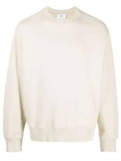 Embroidery Logo Crew Neck Sweatshirt Beige - AMI - BALAAN 2