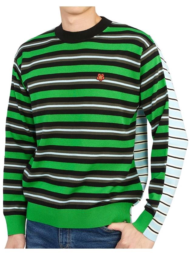 Boke Flower Patch Striped Wool Knit Top Grass Green - KENZO - BALAAN 7