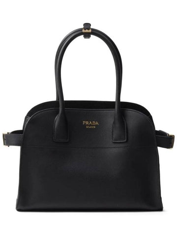 Medium Leather Tote Bag Black - PRADA - BALAAN 1