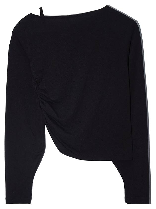 Unbalanced Strap Balloon Long Sleeve T-Shirt Black - LESEIZIEME - BALAAN 8