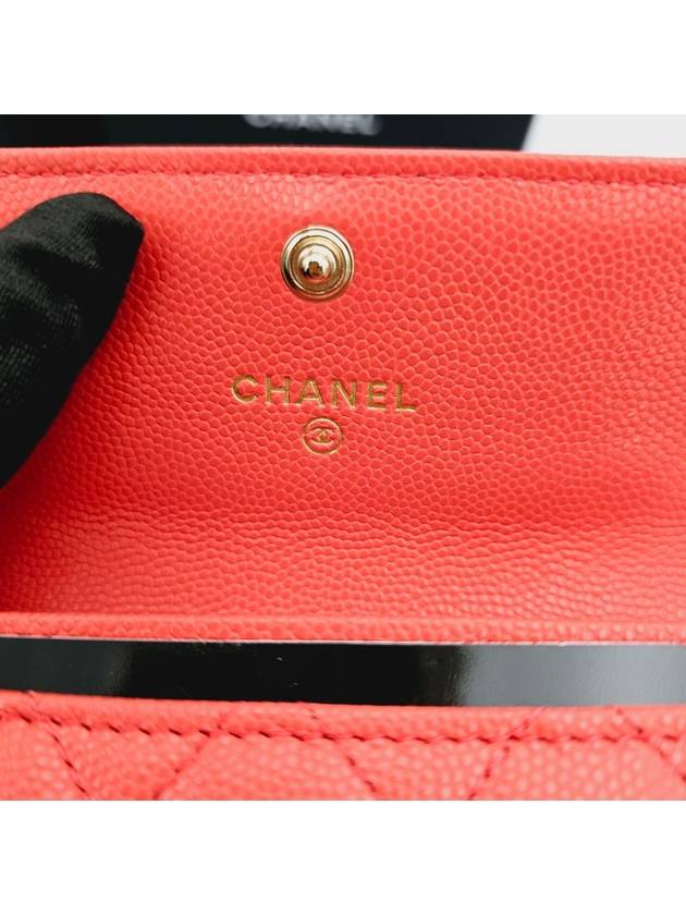 Caviar snap card wallet flap red orange AP3978 - CHANEL - BALAAN 5