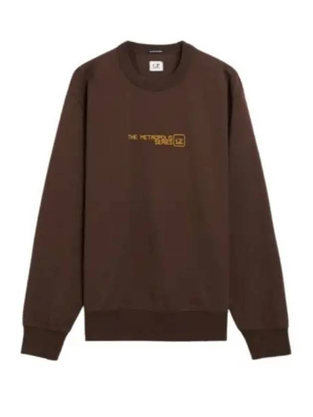 Stretch Fleece Crew Neck Sweatshirt Brown - CP COMPANY - BALAAN 1