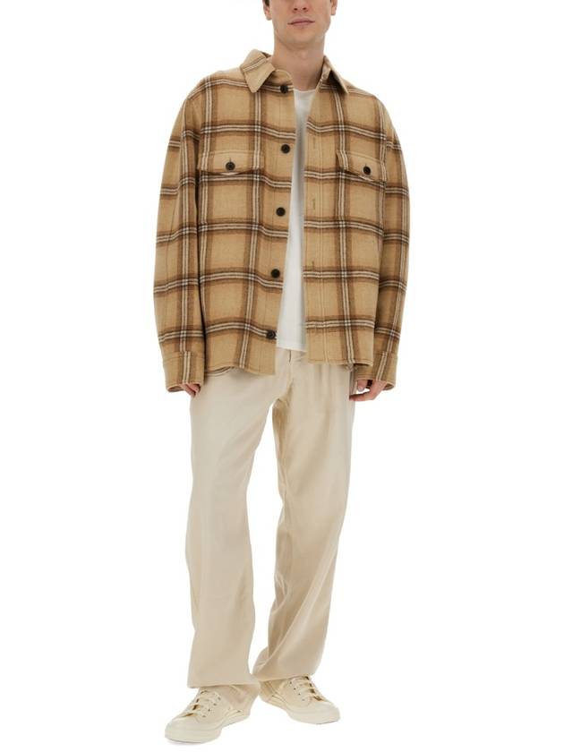 Kervon Check Wool Shirt Jacket Camel - ISABEL MARANT - BALAAN 3