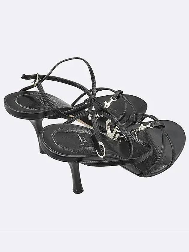 Black leather silver logo decoration women s sandals pumps shoes - DIOR - BALAAN 6