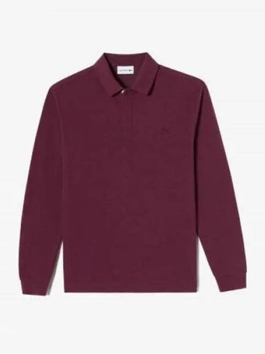 Men s PARIS Long Sleeve Polo Burgundy Melange - LACOSTE - BALAAN 1