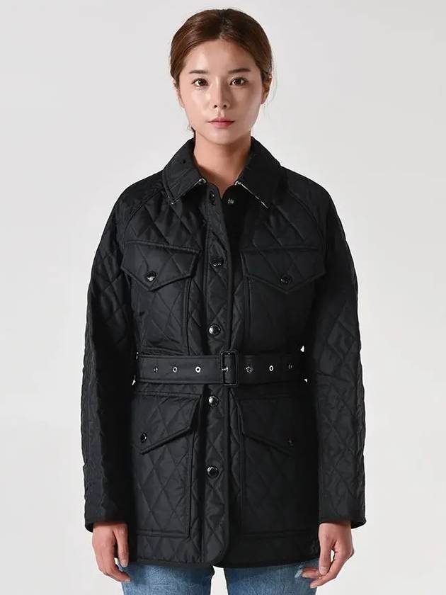 Diamond Quilted Nylon Canvas Field Jacket Black - BURBERRY - BALAAN.