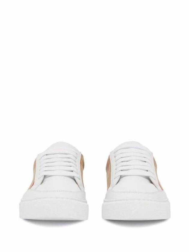 House Check Leather Sneakers Optic White - BURBERRY - BALAAN 8