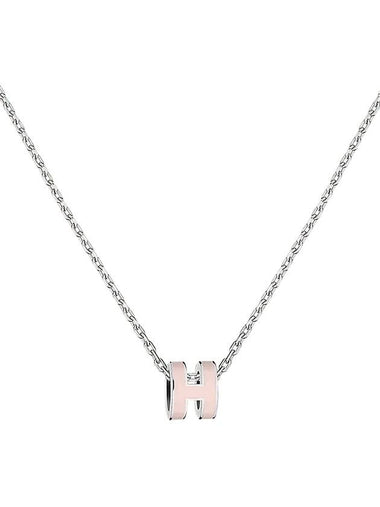 Mini Pop H Pendant Silver Necklace Rose Dragee - HERMES - BALAAN 1