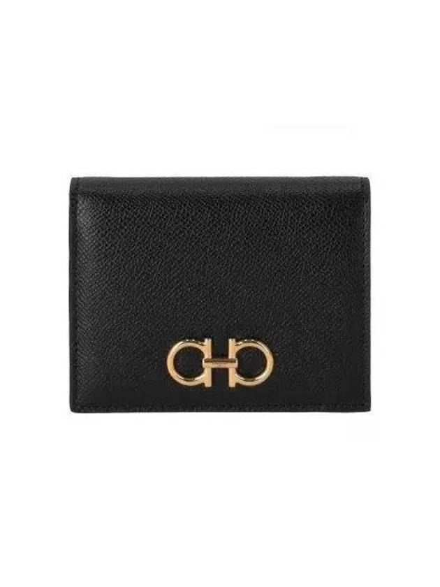 Gancini Bifold Half Wallet Black - SALVATORE FERRAGAMO - BALAAN 2