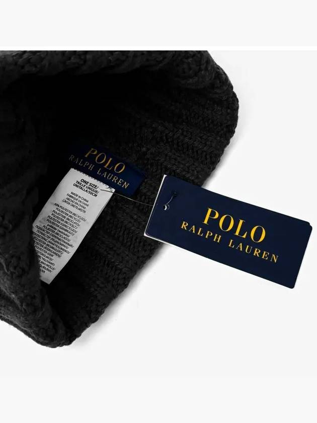 Polo Bear Cable Knit Beanie Black - POLO RALPH LAUREN - BALAAN 5