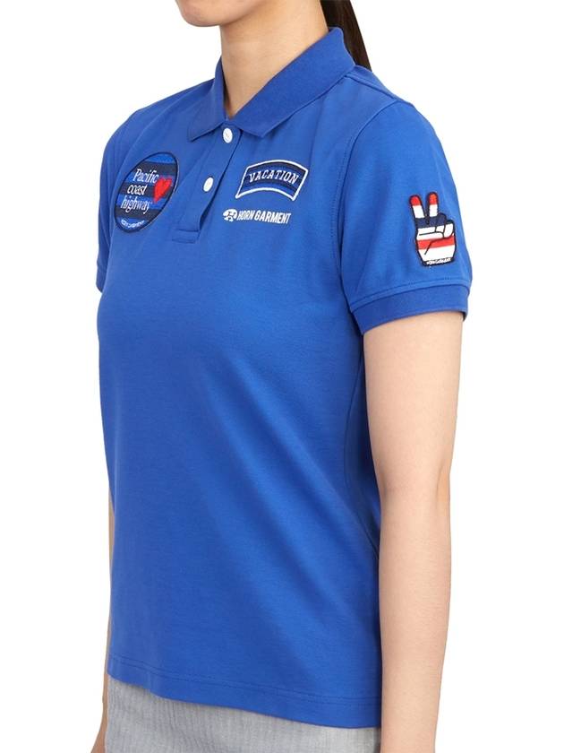 Women's Goody Emblem Short Sleeve PK Shirt Blue - HORN GARMENT - BALAAN 3