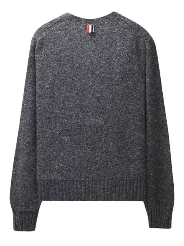 Reverse Jersey Stitch Donegal 4-Bar V-Neck Cardigan Grey - THOM BROWNE - BALAAN 3