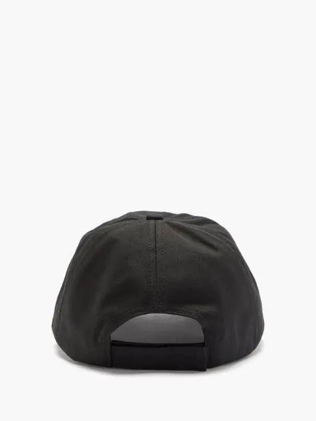 Embroidered Logo Organic Cotton Canvas Velcro Strap Ball Cap Hat Black - GANNI - BALAAN 3