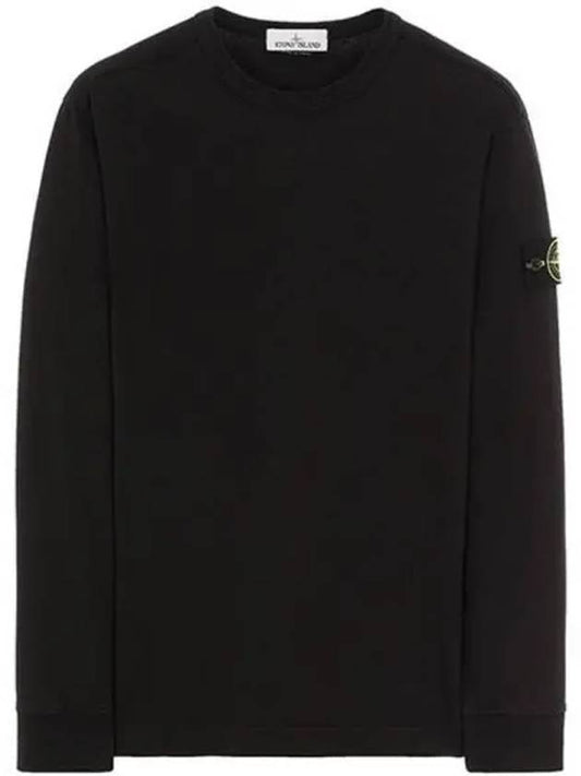 Logo Wappen Patch Crew Neck Long Sleeve T Shirt Black - STONE ISLAND - BALAAN 2