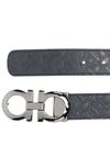 Gancini Reversible Adjustable Smooth Hammered Calfskin Leather Belt Navy - SALVATORE FERRAGAMO - BALAAN.