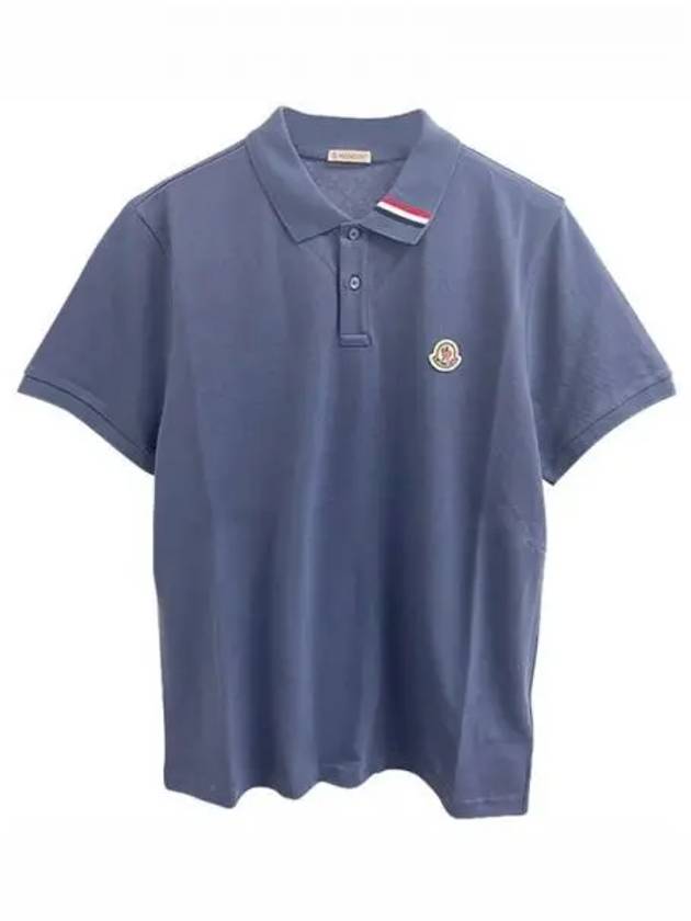 8A00030 899UR 791 Logo Patch Collar Three Stripes Polo T Shirt Blue Gray Men s TSH 271867 - MONCLER - BALAAN 1