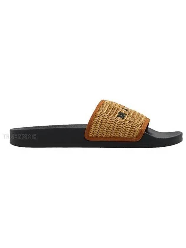 Raffia-Embroidered Logo Slippers Brown - MARNI - BALAAN 2