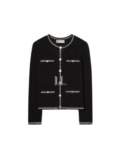 Kendra Logo Lace Cardigan Black - TORY BURCH - BALAAN 2