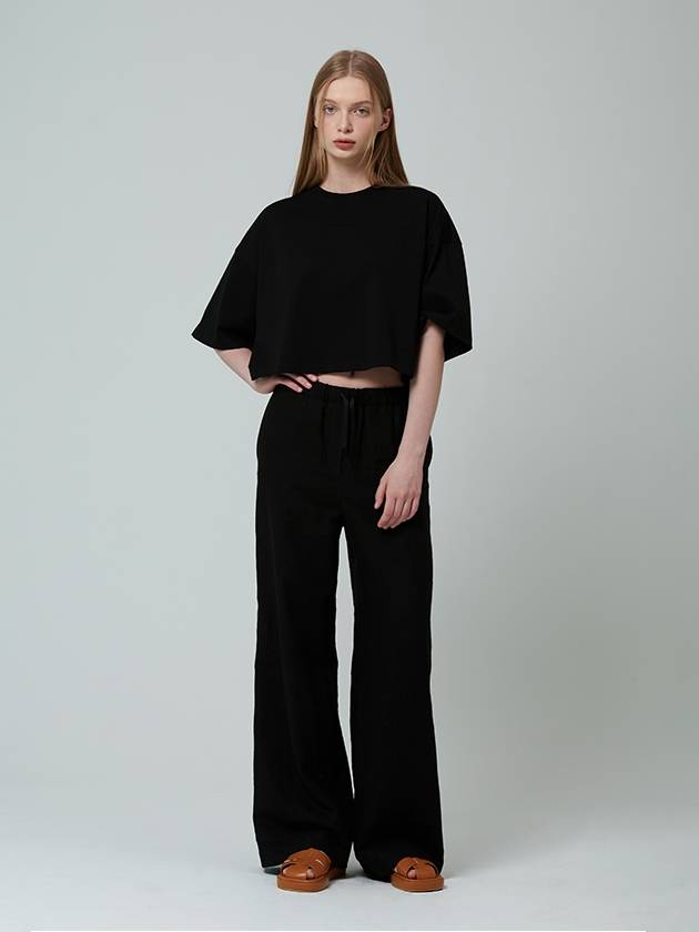 Color matching tape straight pants black - PINBLACK - BALAAN 5